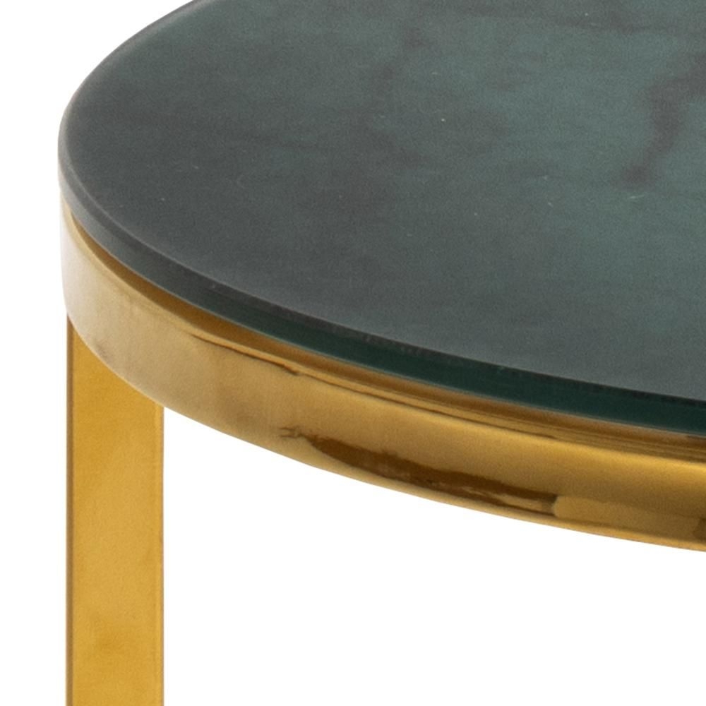 Product photograph of Apison Green Juniper Marble Effect Top And Gold Round Nest Of 2 Tables from Choice Furniture Superstore.