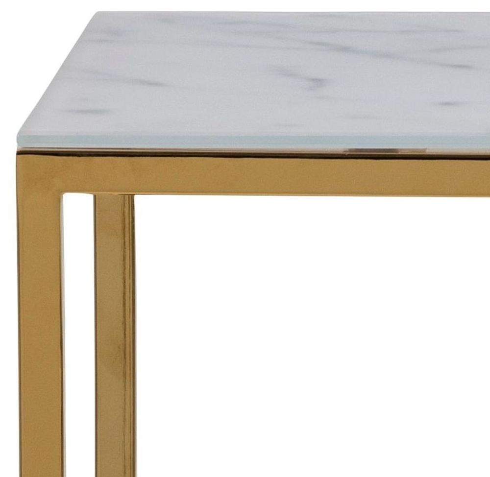 Product photograph of Apison White Marble Effect And Gold Small Bookcase from Choice Furniture Superstore.