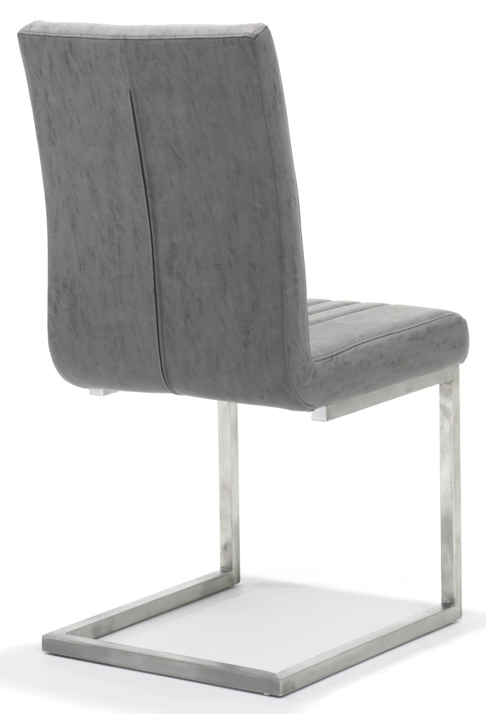Product photograph of Franklin Grey Faux Leather And Chrome Cantilever Dining Chair Set Of 4 from Choice Furniture Superstore.