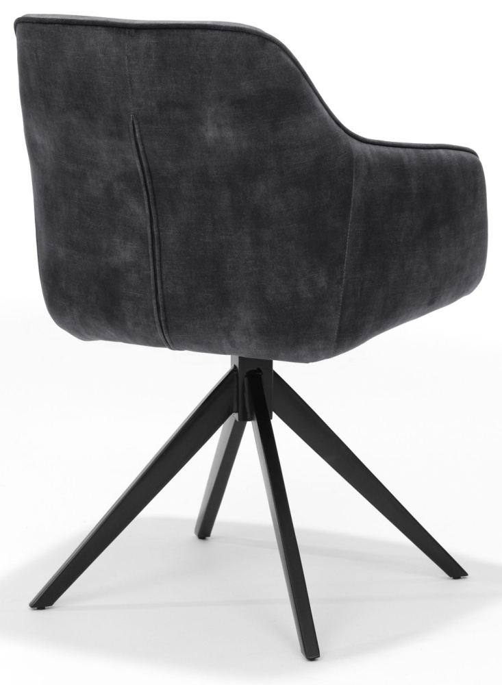Product photograph of Butler Aurora Velours Anthracite Fabric Dining Armchair Sold In Pairs from Choice Furniture Superstore.