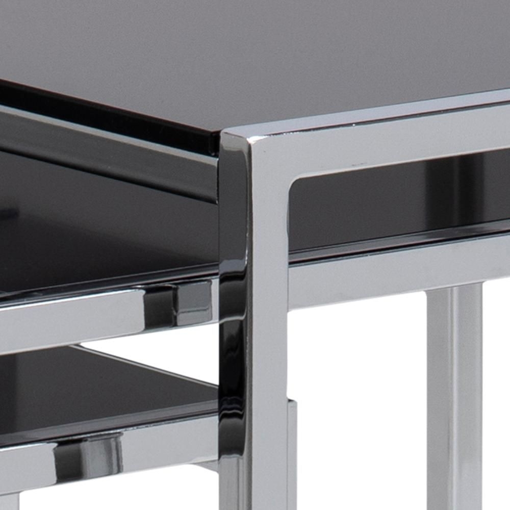 Product photograph of Clare Black Glass Top And Chrome Nest Of 3 Tables from Choice Furniture Superstore.