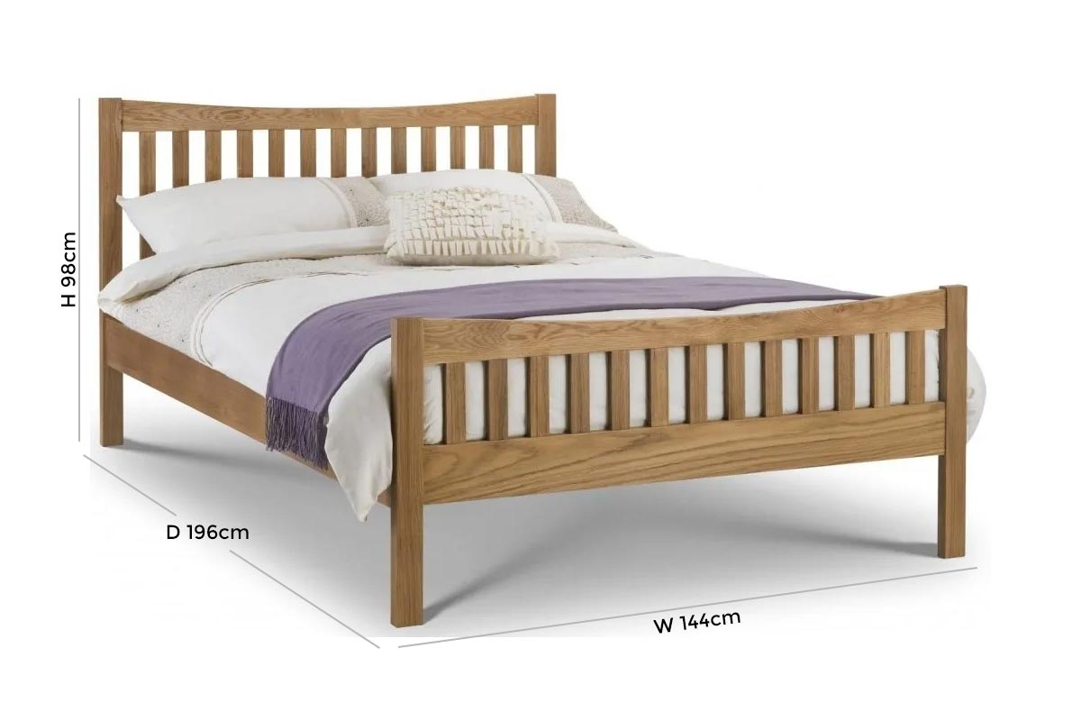 Bergamo Low Sheen Lacquered Oak Bed - Comes in Double and King Size Options