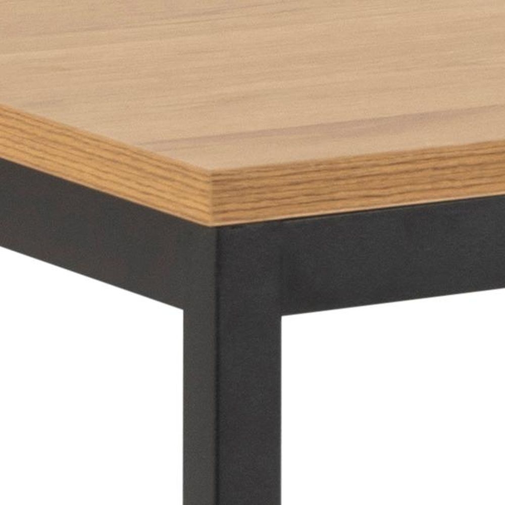 Product photograph of Salvo Oak And Black Metal Dining Table - 6 Seater from Choice Furniture Superstore.