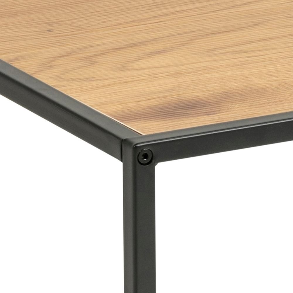 Product photograph of Salvo Oak And Black Metal Square Coffee Table from Choice Furniture Superstore.