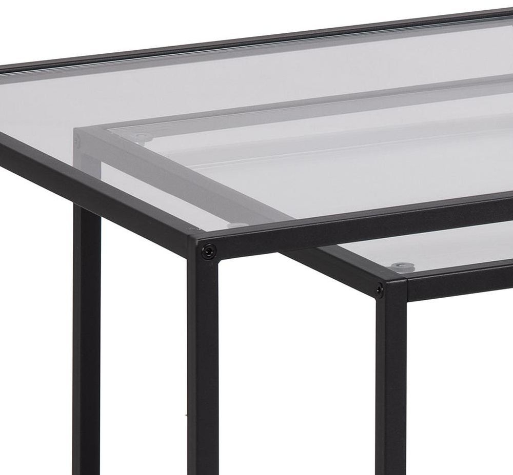 Product photograph of Salvo Clear Glass And Black Metal Coffee Table Set Of 2 from Choice Furniture Superstore.