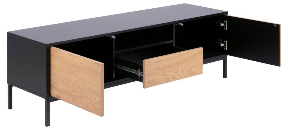 Product photograph of Salvo 2 Door 1 Drawer Tv Unit - Comes In Wild Oak And Black And Black Options from Choice Furniture Superstore.