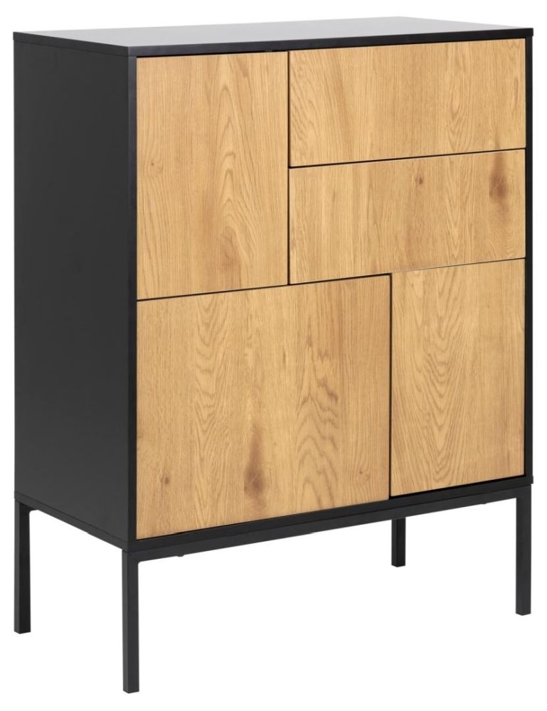 Product photograph of Salvo Oak And Black Metal 3 Door 2 Drawer Sideboard from Choice Furniture Superstore.