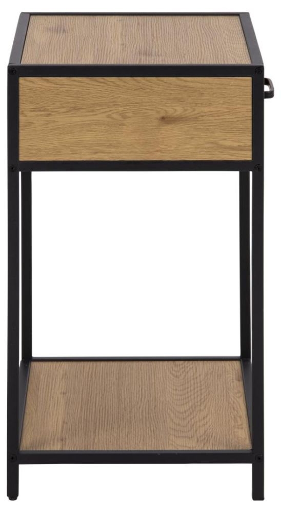 Product photograph of Salvo Oak And Black 1 Drawer Bedside Table from Choice Furniture Superstore.