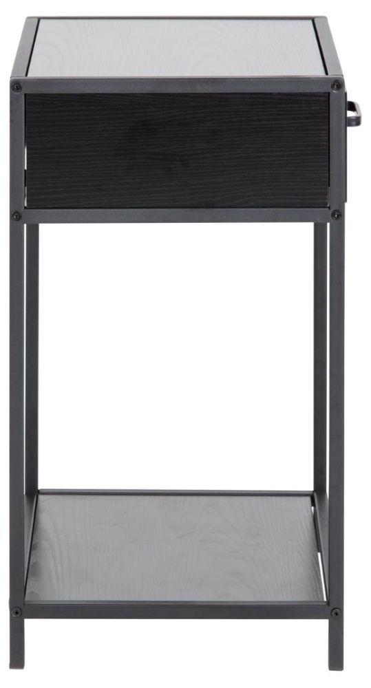 Product photograph of Salvo Black 1 Drawer Bedside Table from Choice Furniture Superstore.