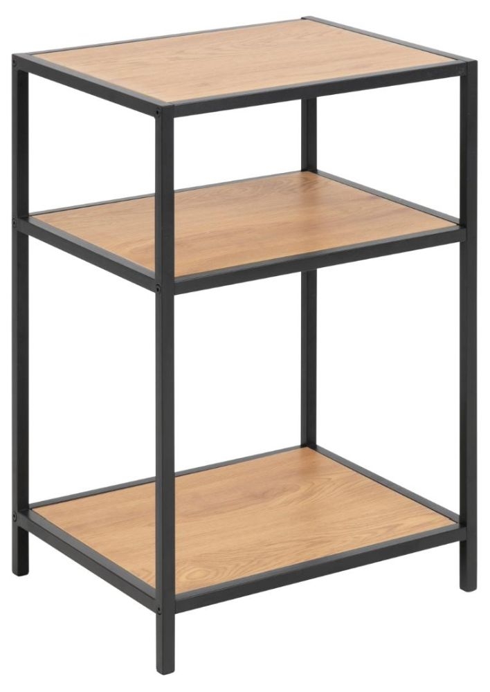 Product photograph of Salvo Oak And Black Bedside Table from Choice Furniture Superstore.