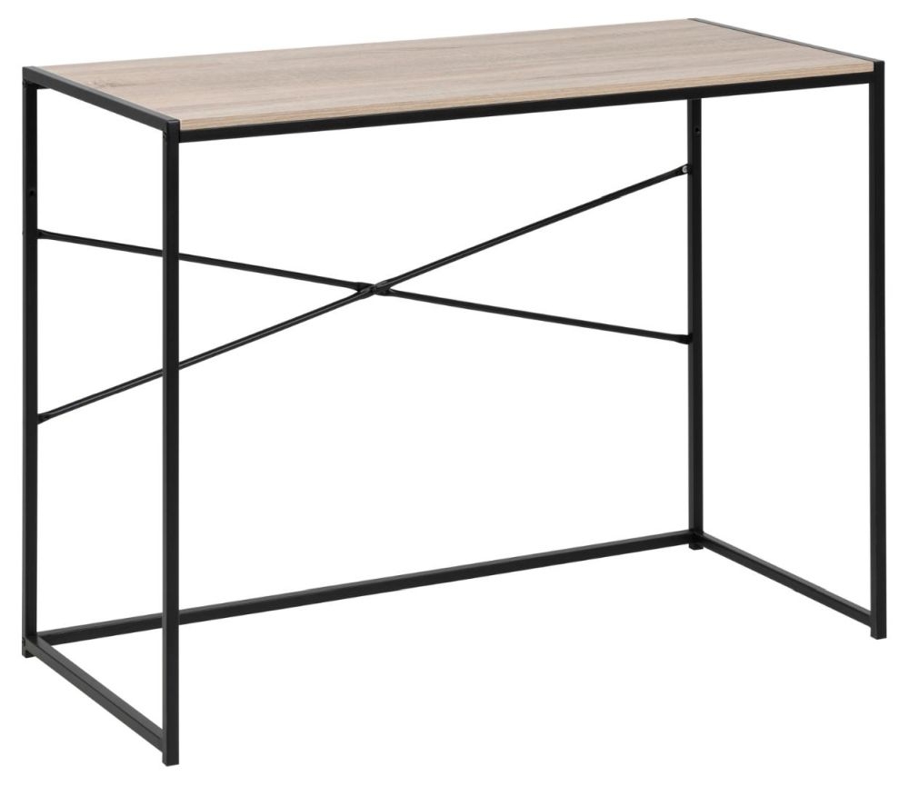 Product photograph of Salvo Sonoma Oak And Black Office Desk from Choice Furniture Superstore.