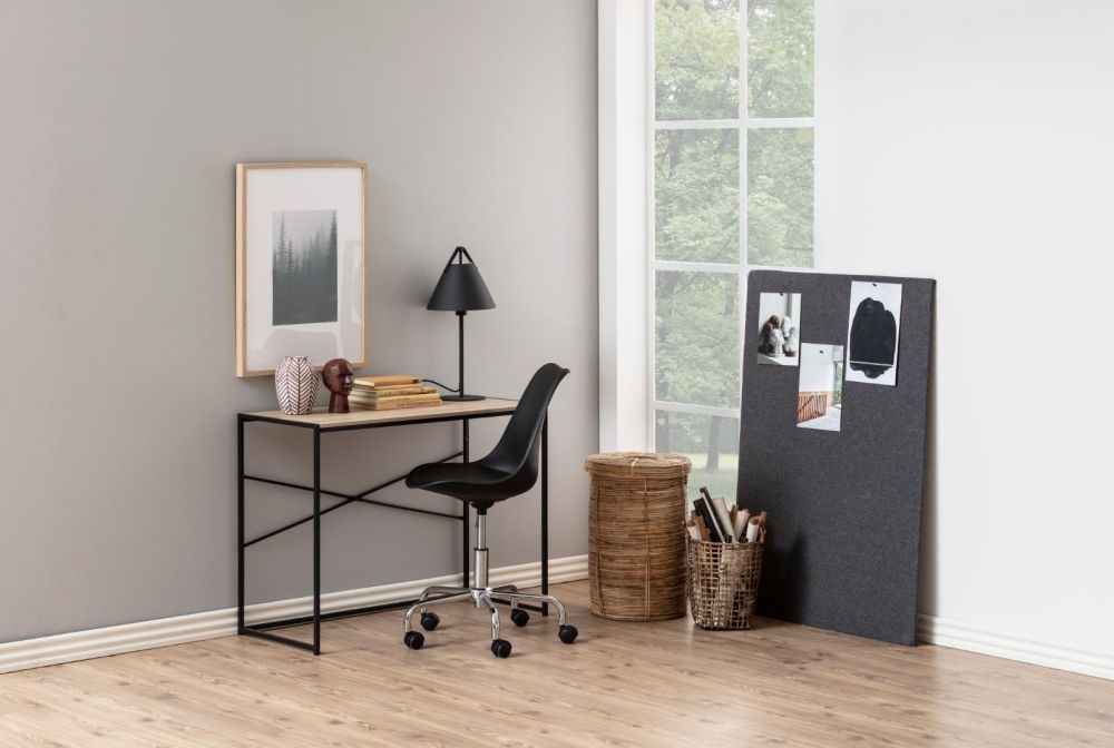 Product photograph of Salvo Sonoma Oak And Black Office Desk from Choice Furniture Superstore.