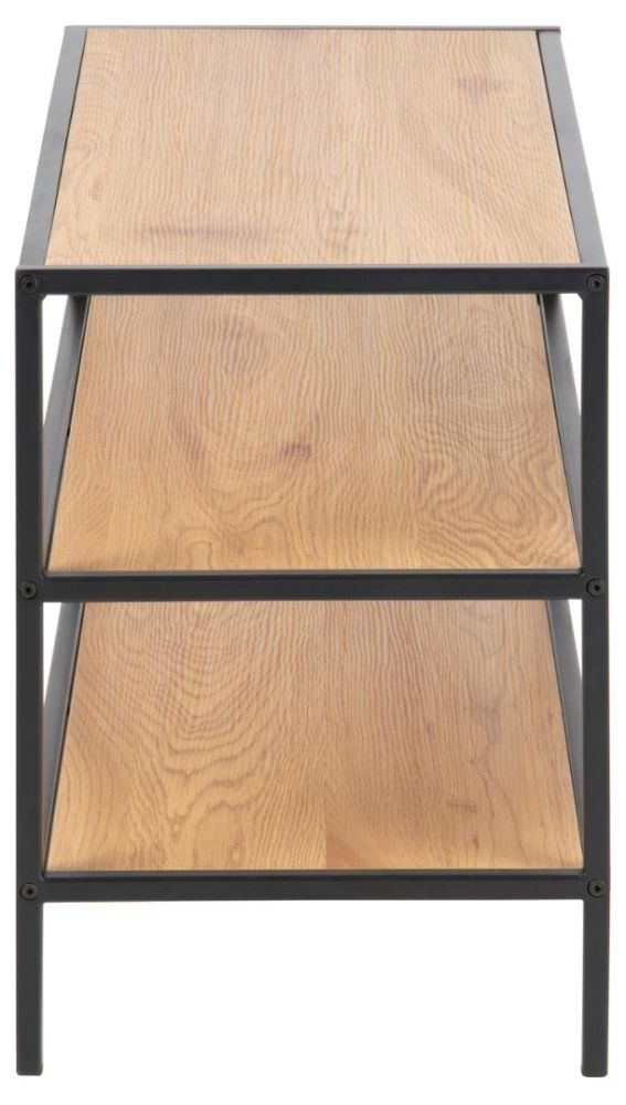 Product photograph of Salvo Oak And Black Tall Shoe Rack from Choice Furniture Superstore.