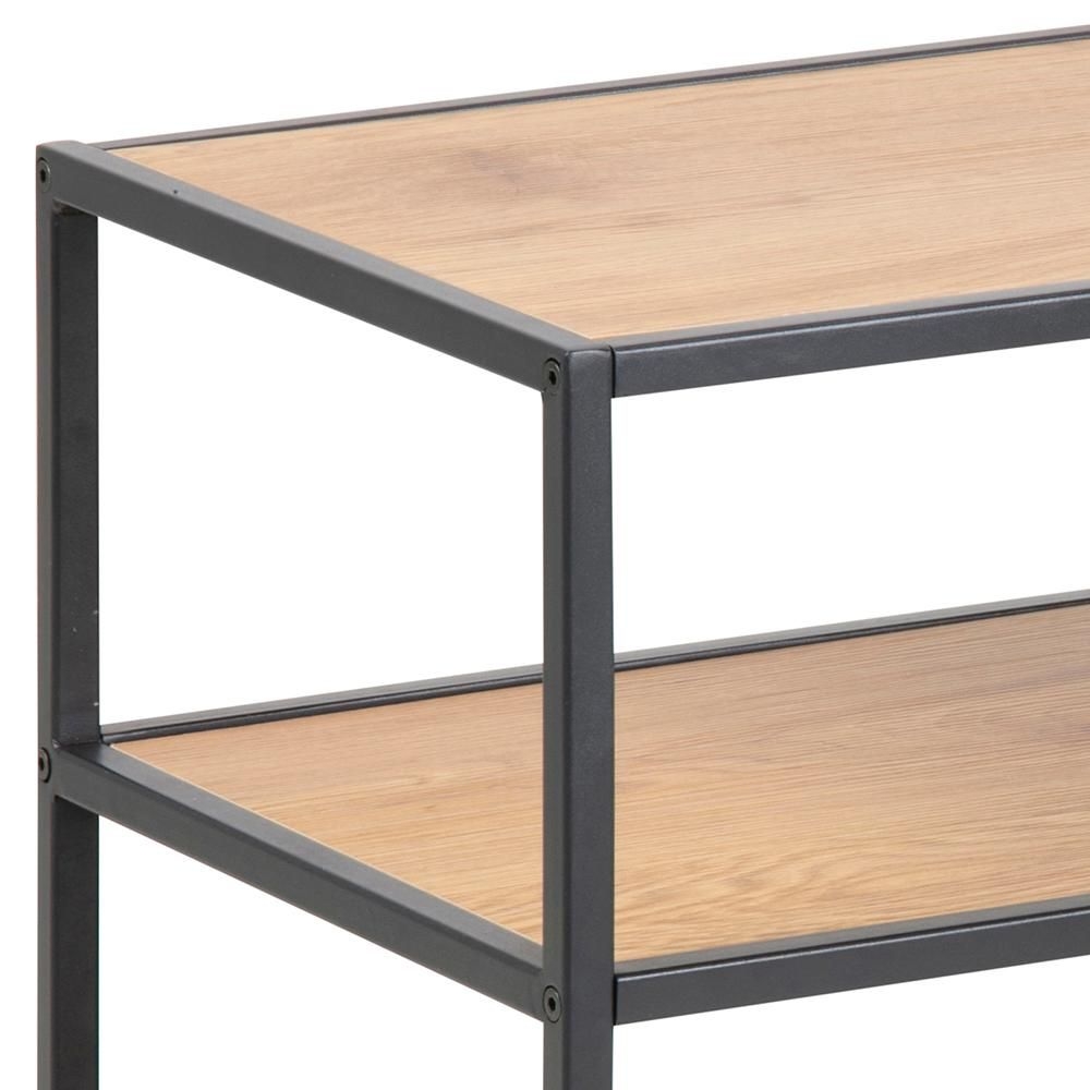 Product photograph of Salvo Oak And Black Tall Shoe Rack from Choice Furniture Superstore.