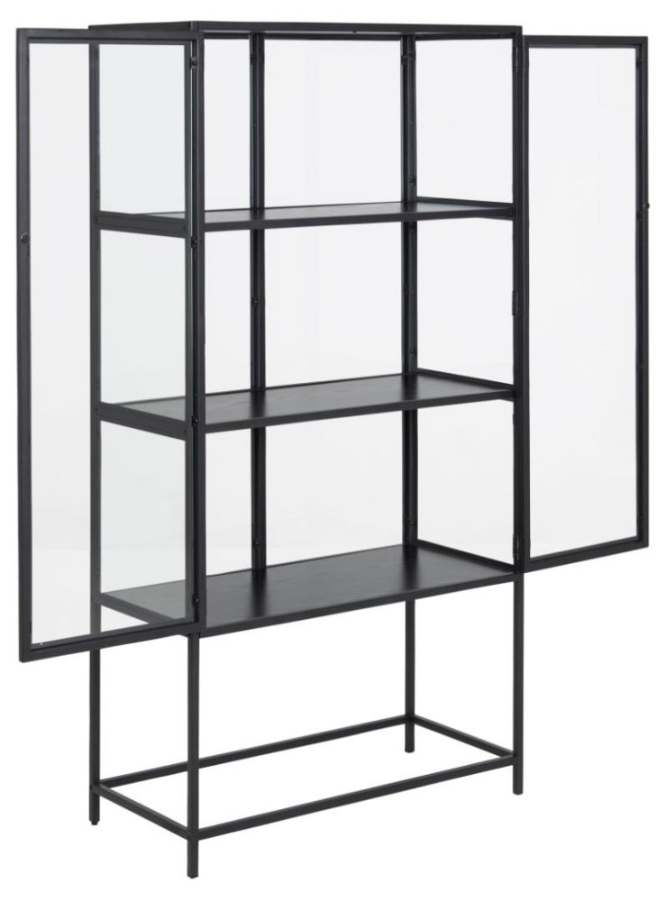 Product photograph of Salvo Black 2 Door Display Cabinet from Choice Furniture Superstore.