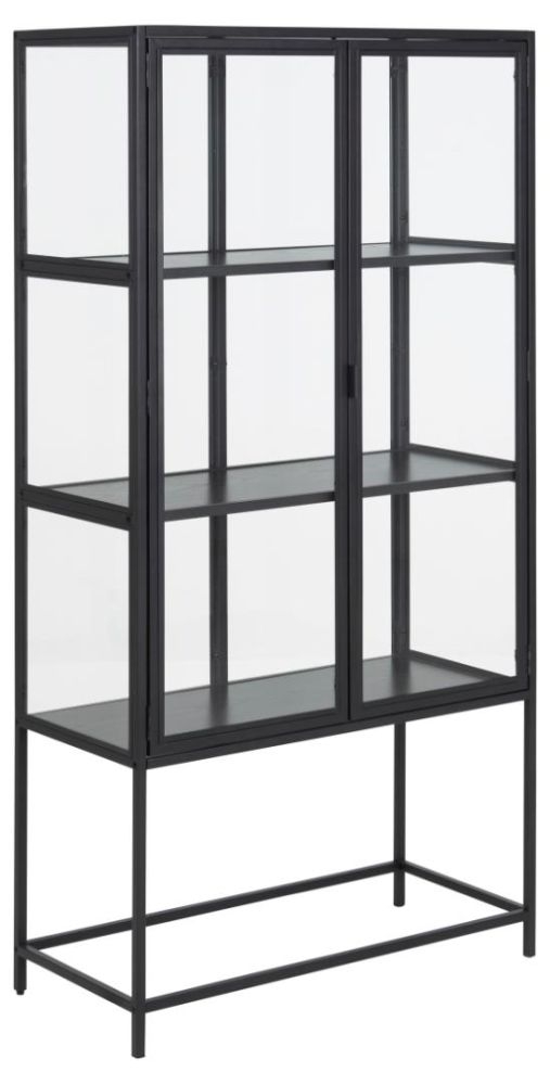 Product photograph of Salvo Black 2 Door Display Cabinet from Choice Furniture Superstore.