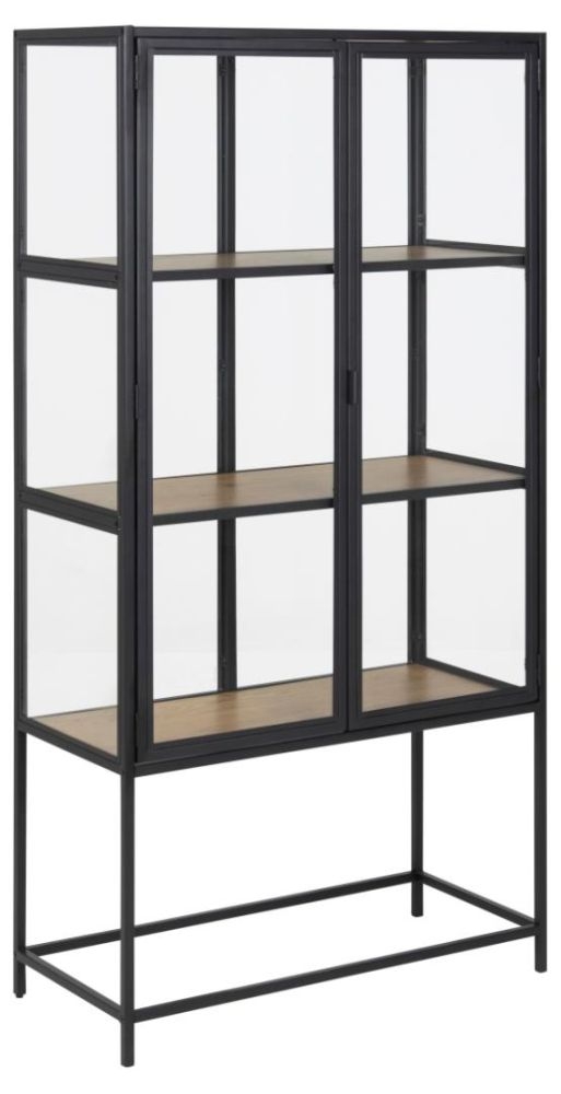 Product photograph of Salvo Wooden 2 Door Display Cabinet - Comes In Black White Oak And Black Options from Choice Furniture Superstore.