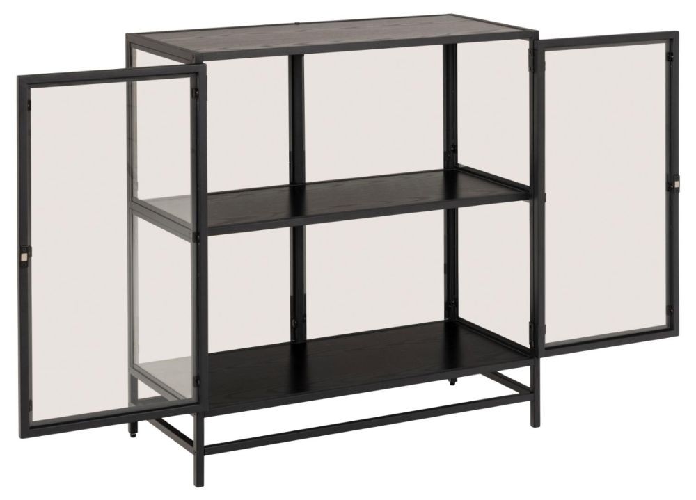 Product photograph of Salvo Black Small 2 Door Display Cabinet from Choice Furniture Superstore.