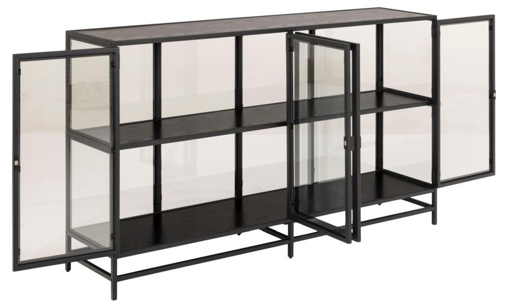 Product photograph of Salvo Black Metal 4 Door Display Cabinet from Choice Furniture Superstore.