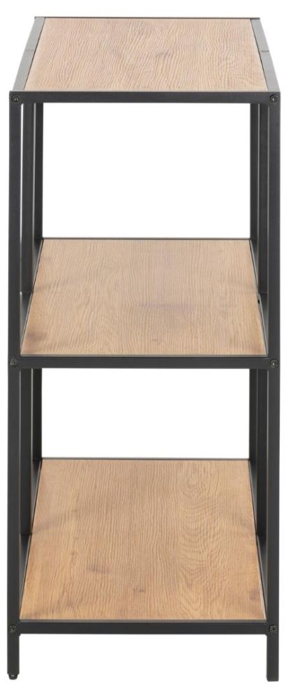 Product photograph of Salvo Oak And Black Metal Bookcase With 2 Shelves from Choice Furniture Superstore.
