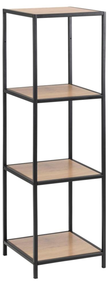 Product photograph of Salvo Bookcase With 3 Shelves - Comes In Wild Oak And Metal Or Clear Glass And Metal Options from Choice Furniture Superstore.