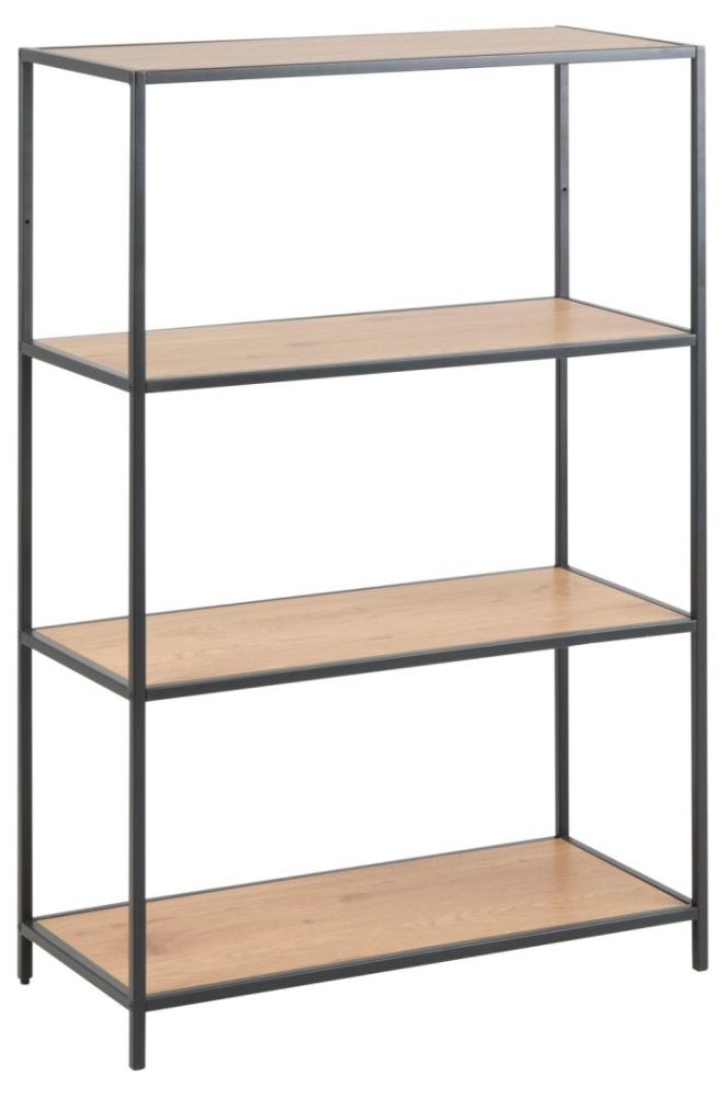 Product photograph of Salvo Oak And Black Short Open Shelving Unit from Choice Furniture Superstore.