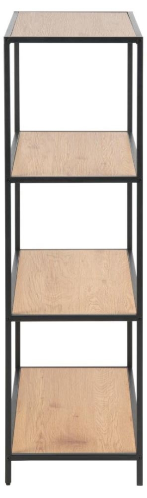 Product photograph of Salvo Oak And Black Short Open Shelving Unit from Choice Furniture Superstore.