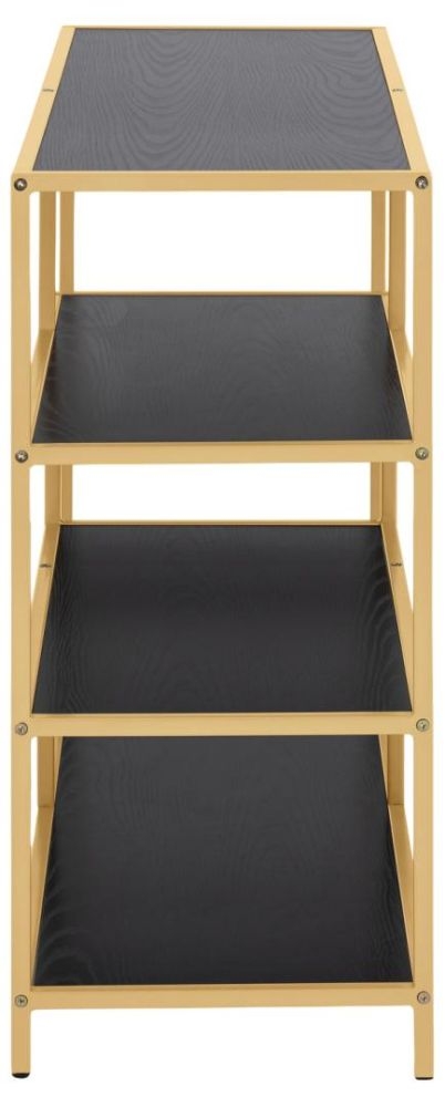 Product photograph of Salvo Black Melamine And Gold Bookcase With 4 Shelves from Choice Furniture Superstore.