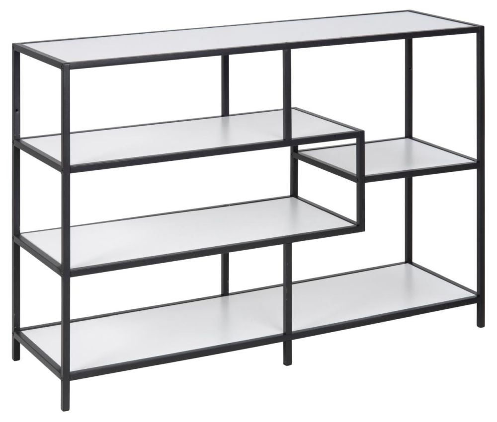 Product photograph of Salvo White And Black Multi Open Shelving Unit from Choice Furniture Superstore.