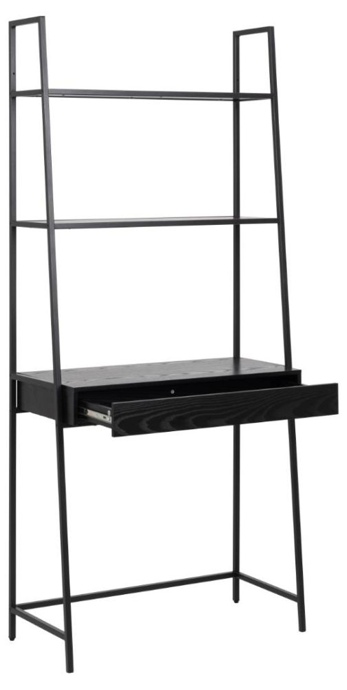 Product photograph of Salvo Black Open Shelving Unit With Drawer from Choice Furniture Superstore.