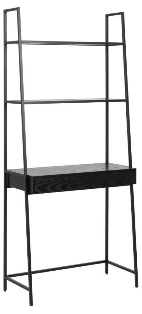 Product photograph of Salvo Black Open Shelving Unit With Drawer from Choice Furniture Superstore.