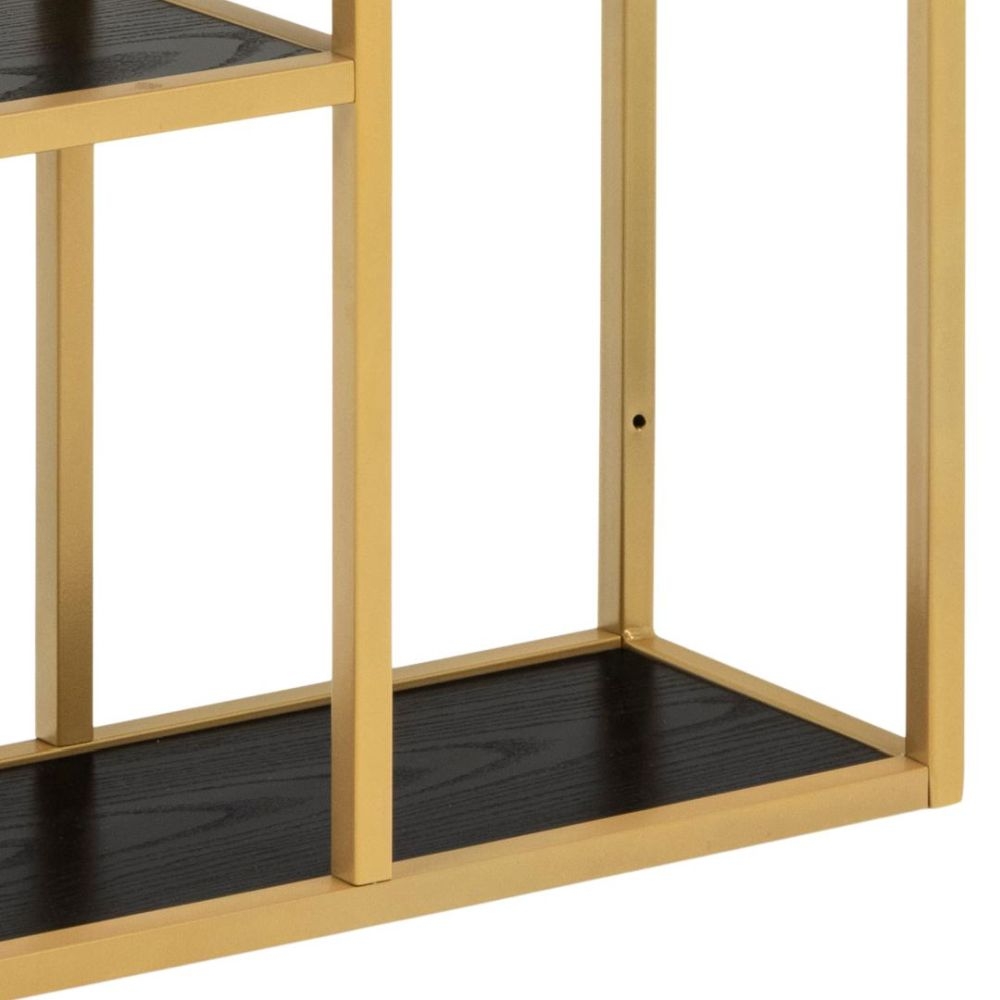 Product photograph of Salvo Black Melamine And Gold Wall Shelf With 3 Shelves from Choice Furniture Superstore.