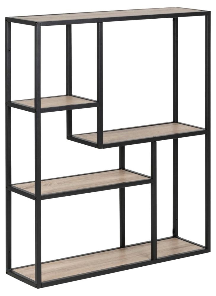 Product photograph of Salvo Sonoma Oak And Black Wall Rack from Choice Furniture Superstore.