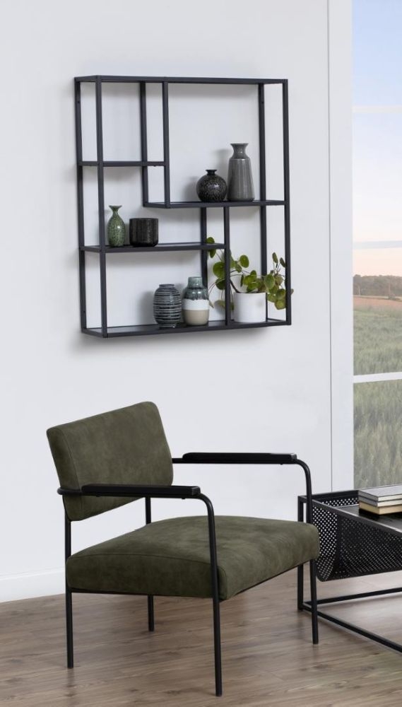 Product photograph of Salvo Black Wall Rack from Choice Furniture Superstore.