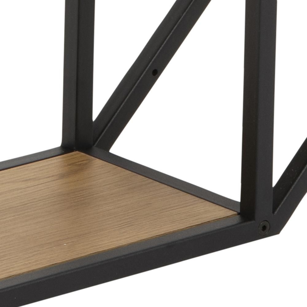 Product photograph of Salvo Oak And Black Octagonal Wall Rack from Choice Furniture Superstore.