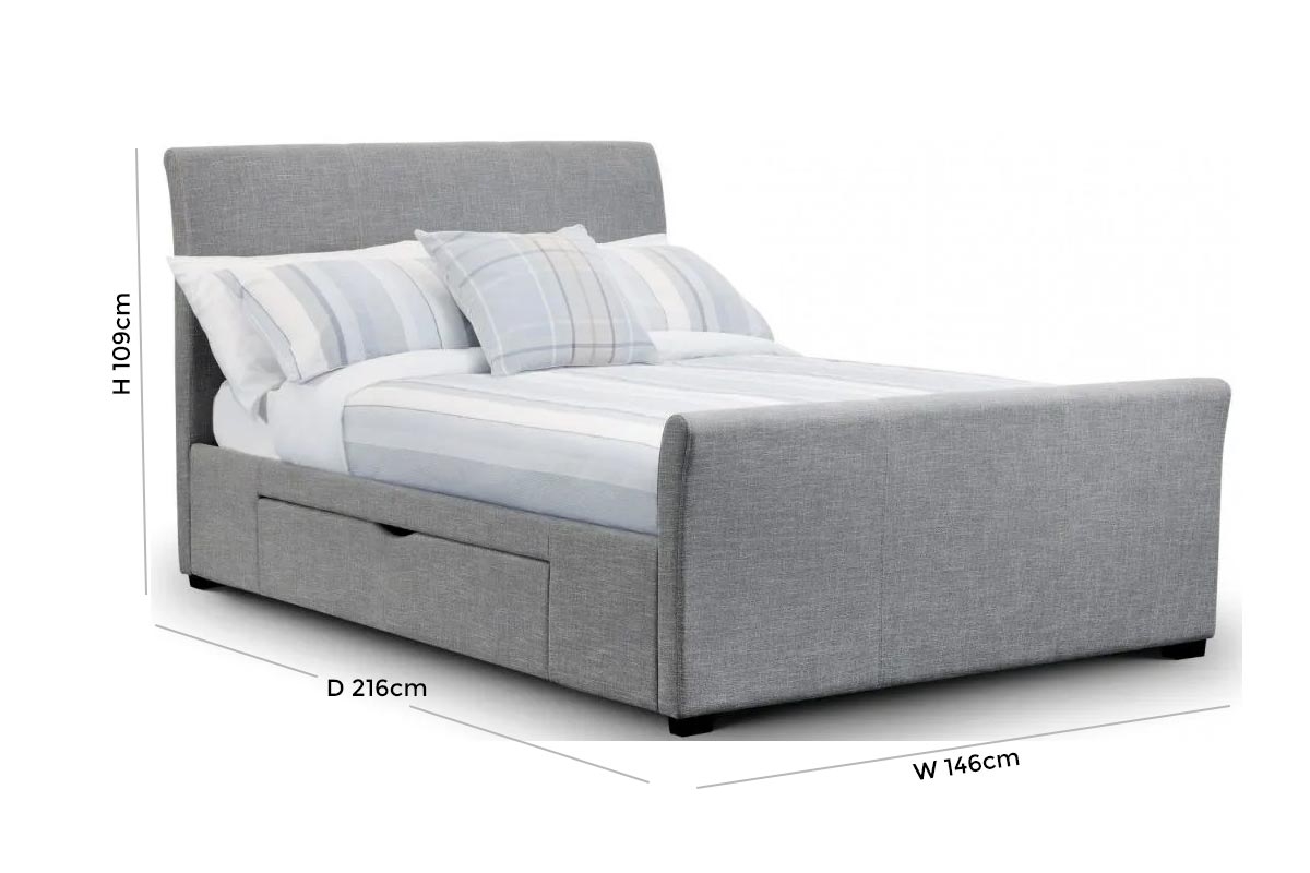 Capri Light Grey Fabric Storage Bed - Comes in Double and King Size Options