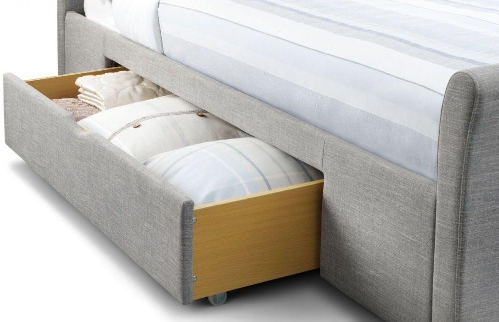Product photograph of Capri Light Grey Fabric Storage Bed - Comes In Double And King Size Options from Choice Furniture Superstore.