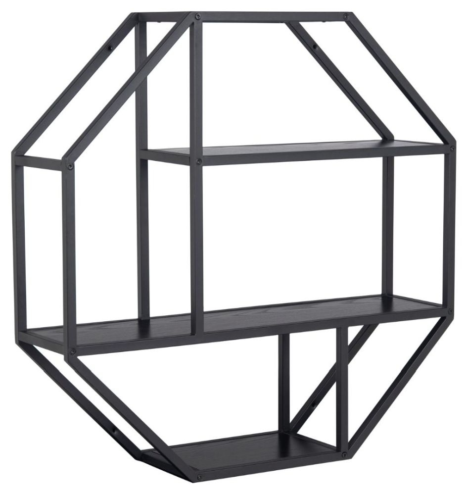 Product photograph of Salvo Black Octagonal Wall Rack from Choice Furniture Superstore.