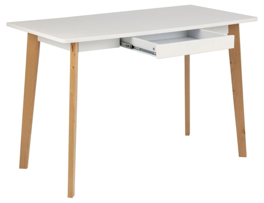 Product photograph of Reeder White And Birch 1 Drawer Office Desk from Choice Furniture Superstore.