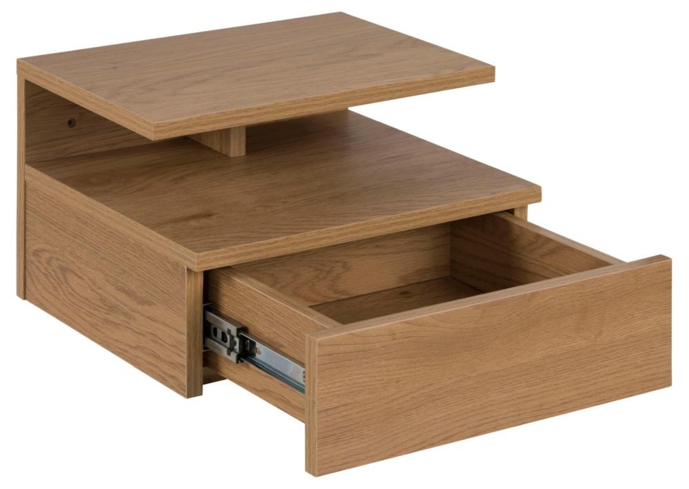 Product photograph of Aynor Oak 1 Drawer Floating Bedside Cabinet from Choice Furniture Superstore.