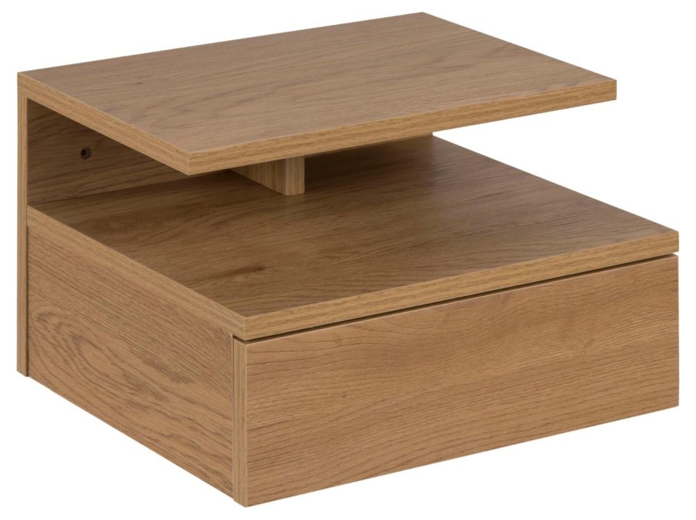 Product photograph of Aynor Oak 1 Drawer Floating Bedside Cabinet from Choice Furniture Superstore.