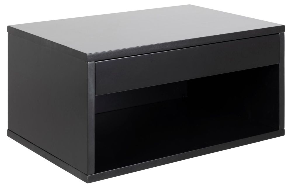 Product photograph of Cale Black 1 Drawer Hanging Bedside Cabinet from Choice Furniture Superstore.