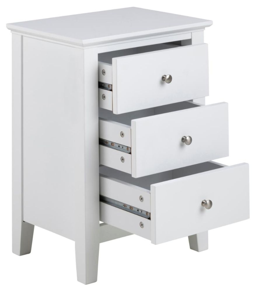 Lipan White 3 Drawer Bedside Table