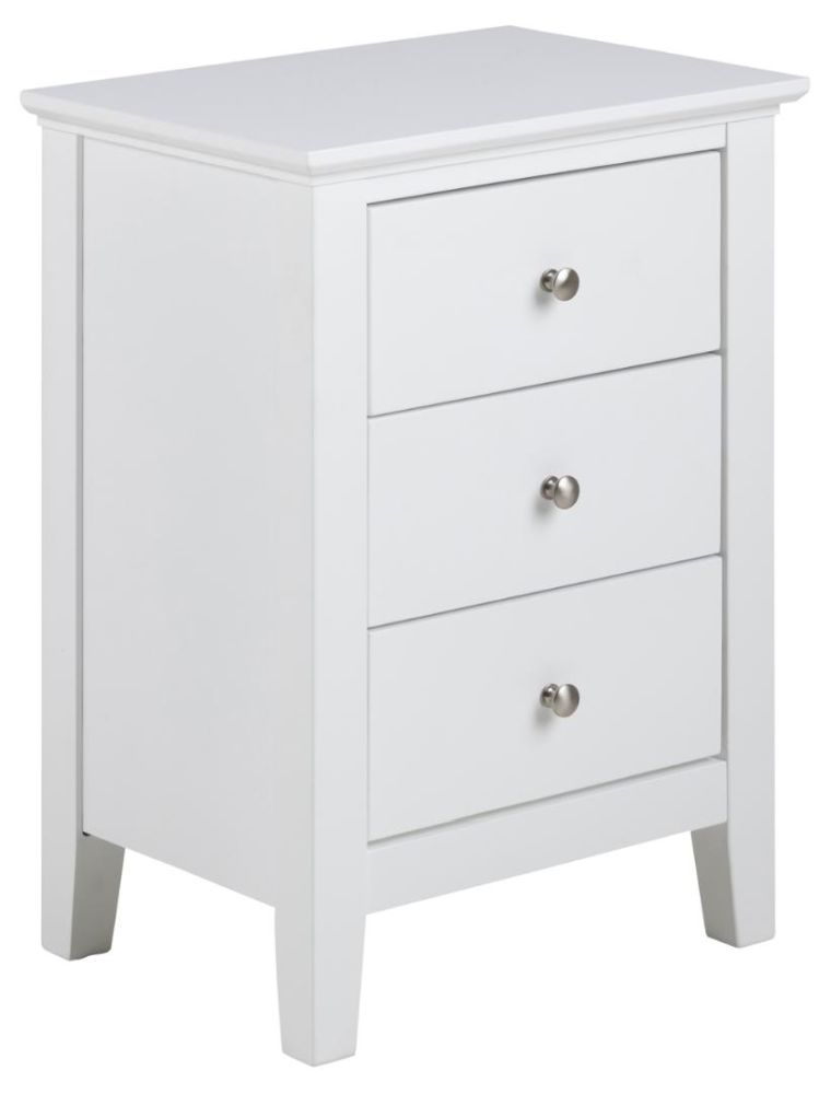 Lipan White 3 Drawer Bedside Table