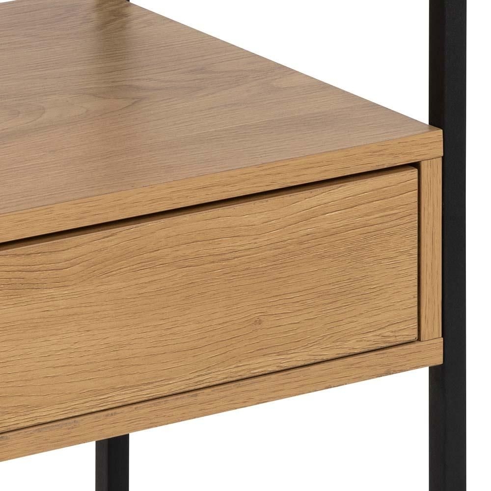 Product photograph of Raeville Oak And Black 1 Drawer Bedside Table from Choice Furniture Superstore.