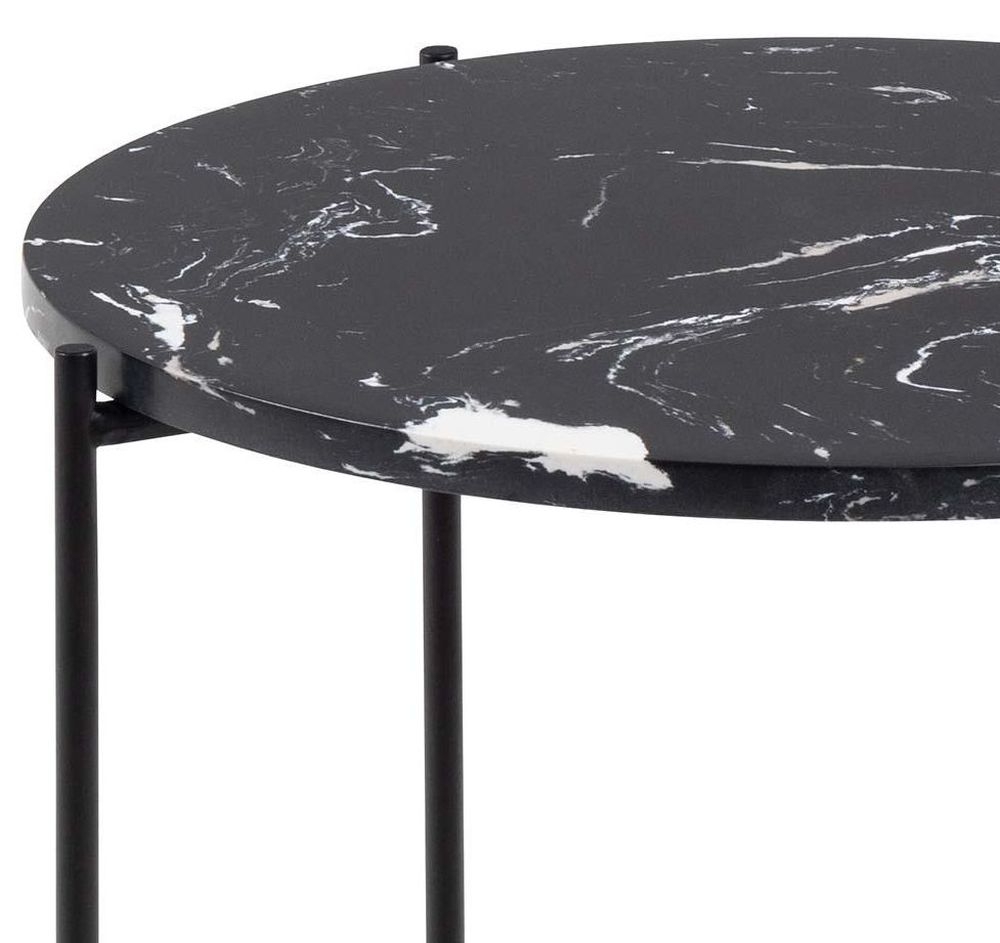Product photograph of Anza Black Marble Effect Top Round Side Table from Choice Furniture Superstore.
