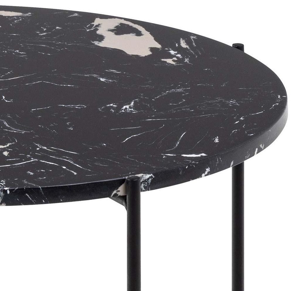 Product photograph of Anza Black Marble Effect Large Round Side Table from Choice Furniture Superstore.