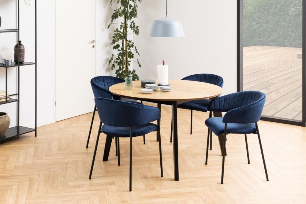 Product photograph of Gillette Oak 4 Seater Round Dining Table from Choice Furniture Superstore.