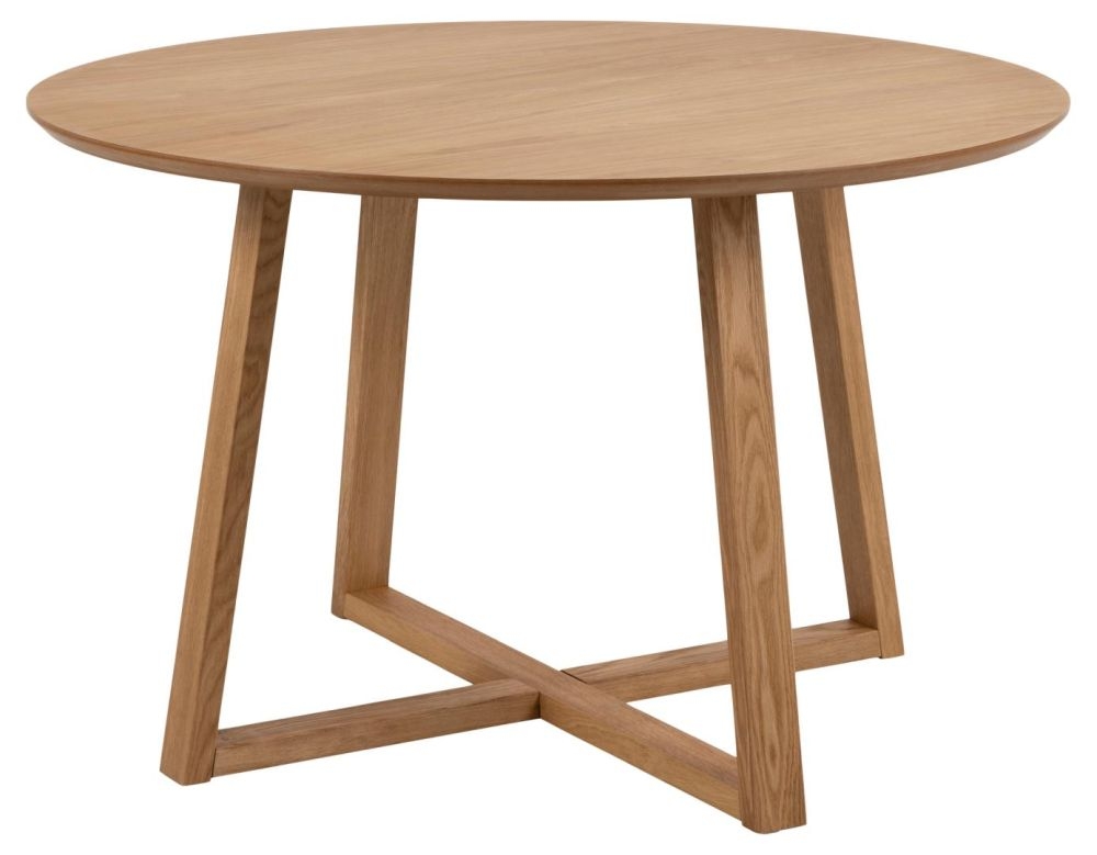 Product photograph of Milaca Oak 4 Seater Round Dining Table from Choice Furniture Superstore.