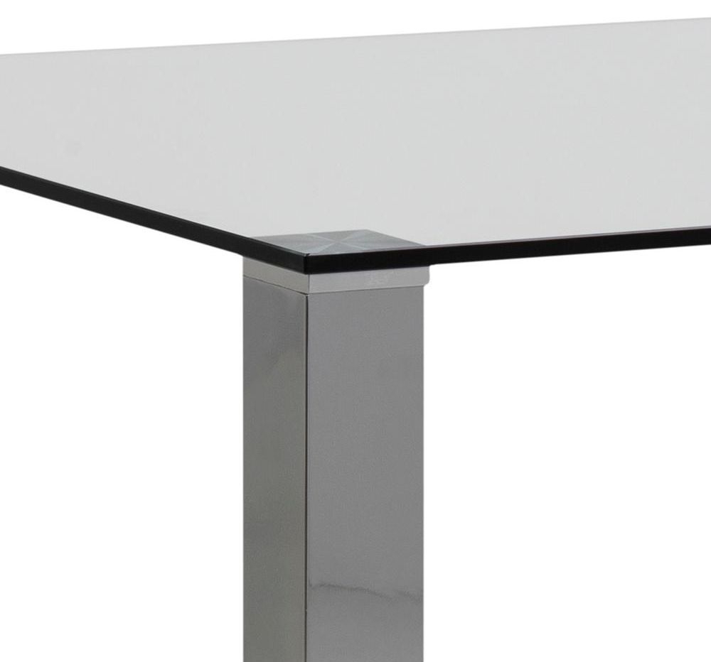 Product photograph of Kelso Clear Glass And Chrome 4 Seater Dining Table from Choice Furniture Superstore.